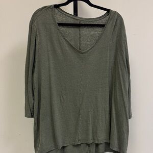 Olive Green Women's V-Neck Top